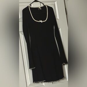 Elegant Black Dress with White Accents